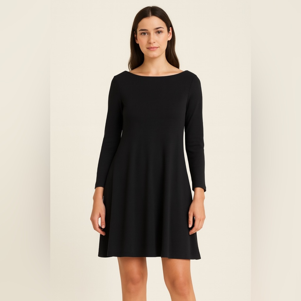 Nina Leonard Black Long Sleeve Shift Dress Women’s Size (Measured)